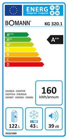 Energielabel der Bomann KG 320.1 Kühl-Gefrierkombination