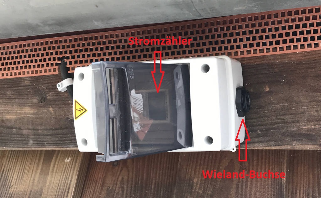 Außen angebrachte Anschlussbox mit Stromzähler von Sebotec